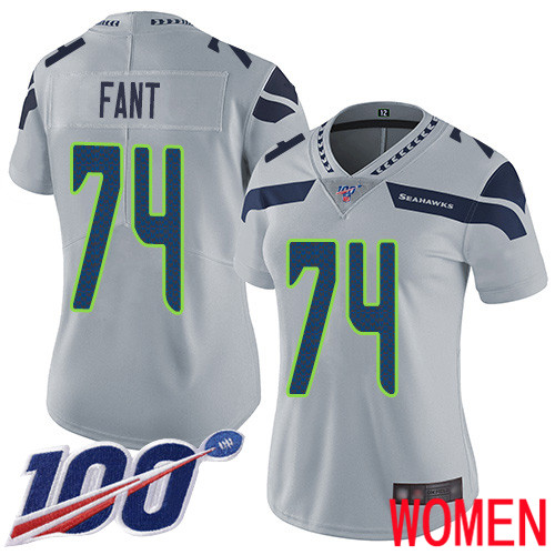 Seattle Seahawks Limited Grey Women George Fant Alternate Jersey NFL Football #74 100th Season Vapor Untouchable->seattle seahawks->NFL Jersey
